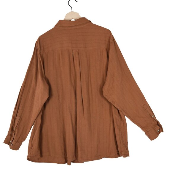 Ava & Viv Oversized Button Down Shirt 3X Utility Earthy Minimalist Burnt Clay - Picture 3 of 8